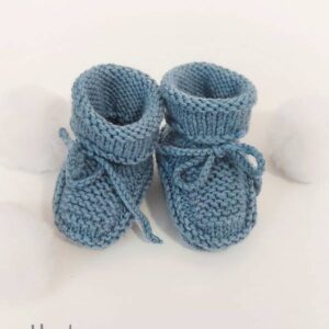 Pleteni copatki za dojenčka svetla jeans modra Hopka