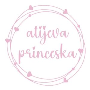 Preslikač za tekstil atijeva princeska v krogu s srčki baby roza Hopka