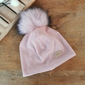 Prehodno zimska kapa rebrasta puder roza Hopka