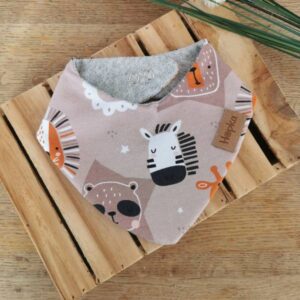 Nepremočljivi slinček Živalice na bež Hopka