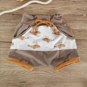 Baggy kratke hlače Medy Melanž rjave s kitki Hopka