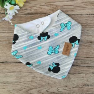 Nepremočljivi slinček Miške s turkizno pentljo Hopka