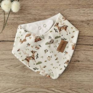 Nepremočljivi slinček Gozdne živali na off white Hopka