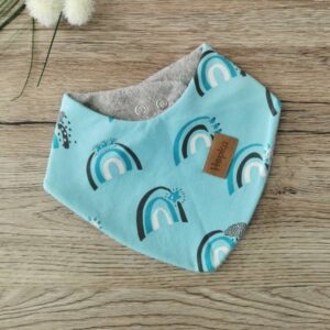 Nepremočljivi slinček Mavrice na mint modri Hopka