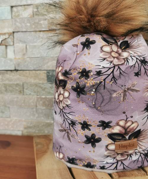 Zimska kapa Midnight flower Hopka1