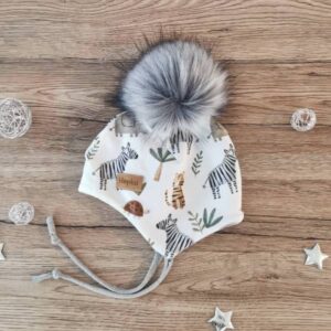 Zimska kapa z vrvicami Živali iz džungle Hopka
