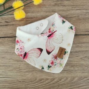 Nepremočljiv slinček Metulji na beli