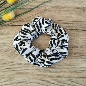 Scrunchie Lasni dodatek Črno beli Abstrakt Hopka