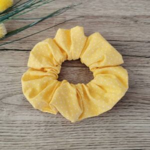Scrunchie Lasni dodatek Pikice na rumeni Hopka